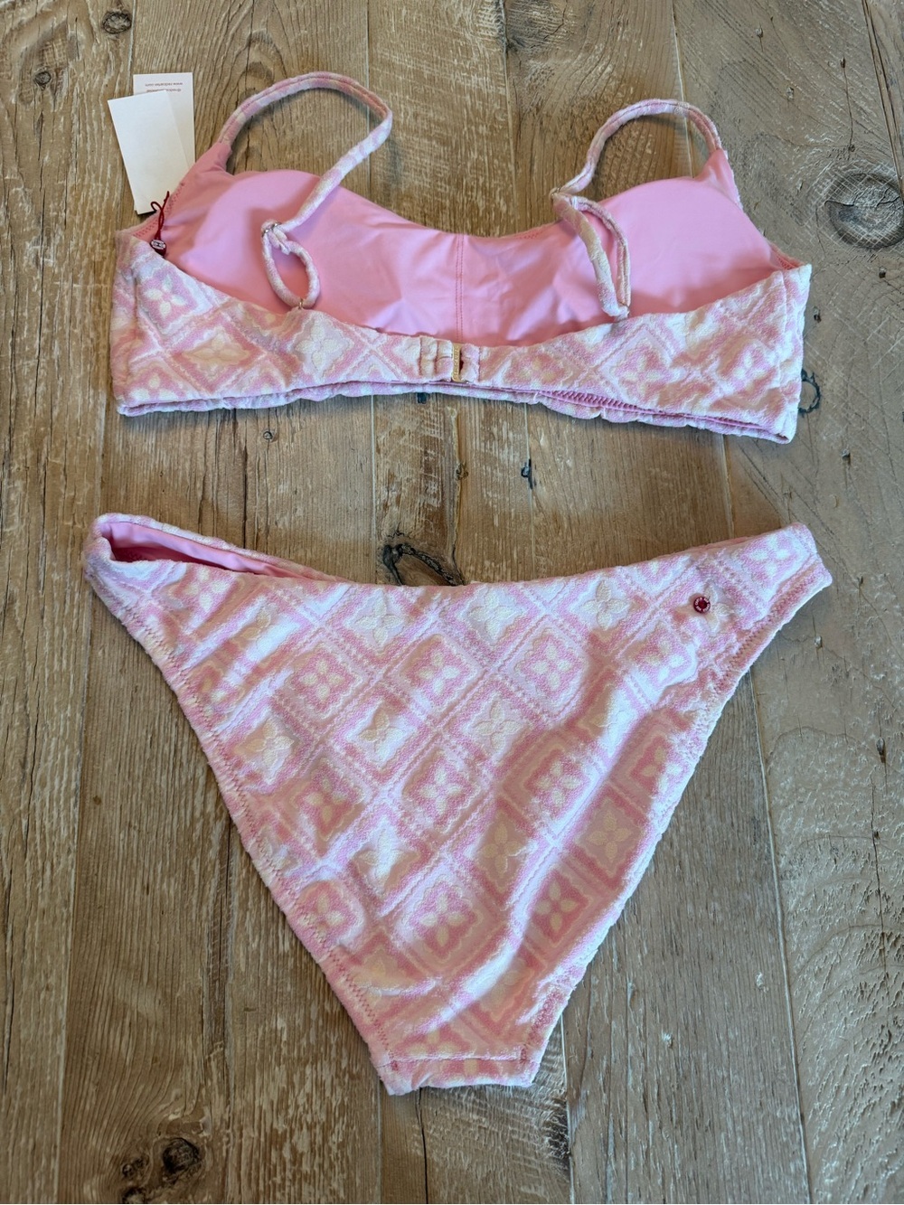 Red Carter Pink Textured Bikini Set xl top and large bottoms NWT - Picture 7 of 9